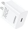 20W PISEN Wall Fast USB-C Charger with PD & QC 3.0 Compatible with Smart Phone, Pods, Tablets, etc. - White