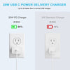 20W PISEN Wall Fast USB-C Charger with PD & QC 3.0 Compatible with Smart Phone, Pods, Tablets, etc. - White