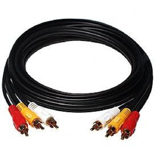 25 ft. 3-RCA Male to 3-RCA Male Composite Cable - Black, Audio/Video Cables, TechCraft - TiGuyCo Plus