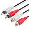 25 ft. - 2-RCA Plug M/F Extension Stereo Audio Cable - Black, Audio Cables & Interconnects, TechCraft - TiGuyCo Plus