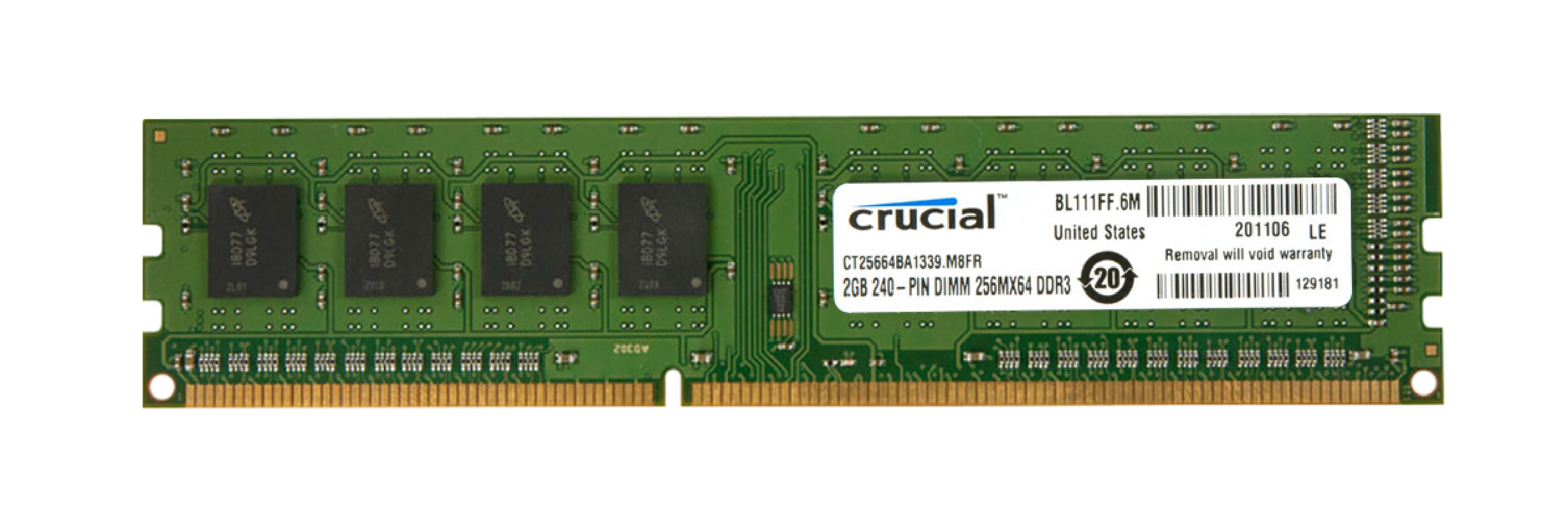 2GB Crucial 240-Pin DDR3 SDRAM DDR3 1333 (PC3 10600) Desktop