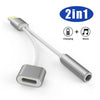 2-in-1 8-Pin to 3.5mm Aux Audio Adapter and Charging for iPhone 3.5mm Earphone Jack Extender Stereo Connector Converter - Silver