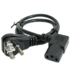 3 ft. Grounded Power Cord - 10A - 125V - 18Ga - Right Angle Plug on Both Ends - Black