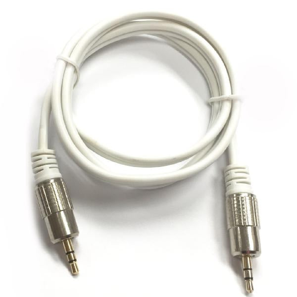 3 ft. Shielded Heavy Duty 3.5mm Stereo Cable - Male/Male - Platinum Series - White, Audio Cables & Adapters, TechCraft - TiGuyCo Plus