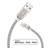4 ft. LAX Apple MFI Certified Tough Metal Mesh Lighning to USB Cable - Silver