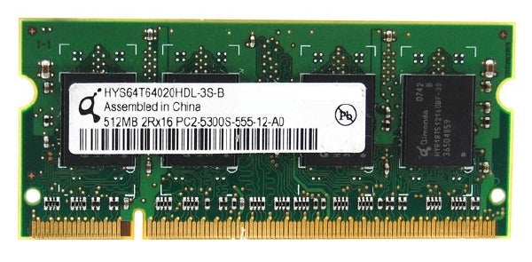 512MB DDR2 PC2-5300 (667Mhz) SODIMM Memory - Qimonda - HYS64T64020HDL-3S-B, Memory (RAM), Qimonda - TiGuyCo Plus