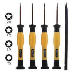 5 Pcs Laptop Repair Tool Kit - P2 0.8 mm, P5 1.2 mm, P6 1.5 mm Pentalobe Screwdrivers, T5 Torx Screwdriver and Plastic Spudger for MacBook Air, Pro Retina, Etc.