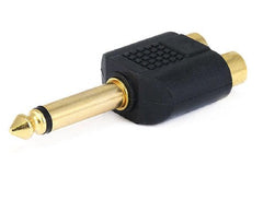 Adaptateur répartiteur jack mono TS 6,35 mm (1/4 pouce) vers jack 2x RCA - Plaqué or 