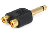 6.35mm (1/4 inch) TS Mono Plug to 2x RCA Jack Splitter Adapter - Gold Plated