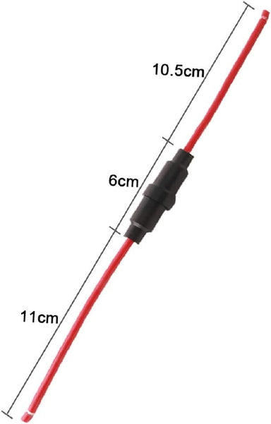6X30mm Inline Screw Type AGC Fuse Holder with 16 AWG Wire - For Fast-Blow Glass Fuse - Black/Red