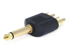 6.35mm (1/4 Inch) Mono Plug to 2 RCA Plug Splitter Adapter - Gold Plated