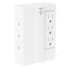 6 Outlet 1500J Surge Protector Side Socket with Swivel Wall Power Strip - 120V - White