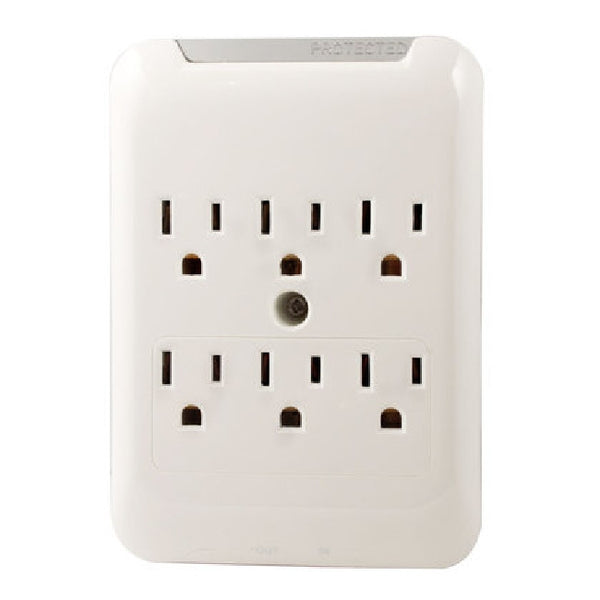 6 Outlet Slim Surge Protector Wall Tap with Telephone and RJ-45 Protection - 540 Joules, Surge Protectors, Power Strips, TiGuyCo Plus - TiGuyCo Plus
