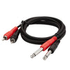 6 ft. Dual 6.35mm TS to 2-RCA Cable, 6.35mm Dual 1/4 inch TS Mono Male to 2 RCA Male TSR RCA Audio Convertor Adapter Cable - Black