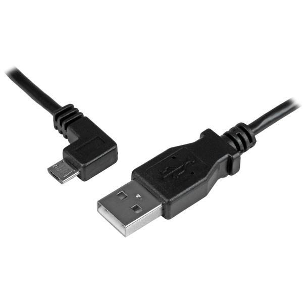 6 ft. StarTech Micro-USB Charge-and-Sync Cable M/M - Left-Angle Micro-USB - 24 AWG - Black - USBAUB2MLA, USB Cables, Hubs & Adapters, StarTech.com - TiGuyCo Plus