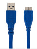 6 ft. USB 3.0 Cable Standard A Male to Micro B Male Cable - Blue, Chargers & Sync Cables, TiGuyCo Plus - TiGuyCo Plus