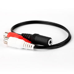 6 in. - 3.5mm Female to 2-RCA Female Jack Stereo Cable - Black