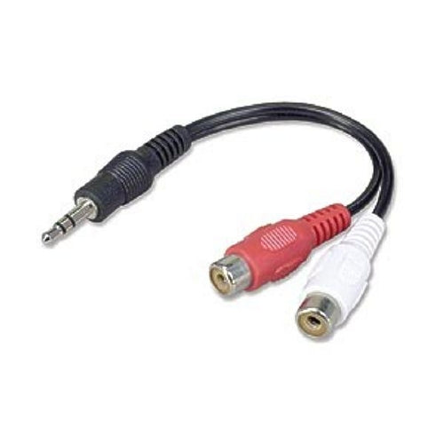 6in. TechCraft  3.5mm Stereo (M) to 2 RCA (F/F) "Y" Audio Adapter - Black