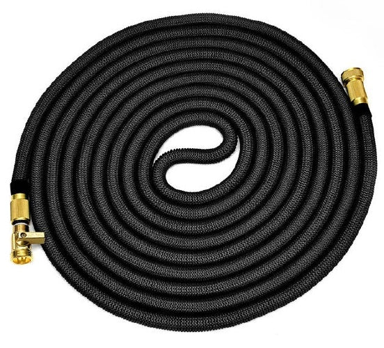 75 ft. Strong Expandable Garden Hose with Solid Brass Connectors - Expand Up to 75 feet - Black