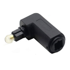 Toslink 90 Degree Digital Optical Audio Cable Adapter for Toslink Optical Cables - Female to Male Right Angle - Black