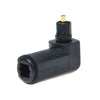 Toslink 90 Degree Digital Optical Audio Cable Adapter for Toslink Optical Cables - Female to Male Right Angle - Black