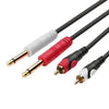 9 ft. - Dual 6.35mm Male to Dual 2RCA Male Mono Audio Cable - AUX, DVD Mixer, Audio Connected Wire Male Jack, Digital Cord For Amplifier, Speakers, TV, etc - Black