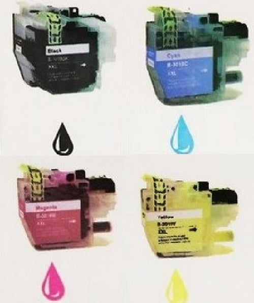 Compatible with Brother LC3019XXL Compatible Combo Pack Pigment BK/C/M/Y Premium Ink - 4 Cartridges