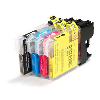 Compatible with Brother LC61BK-C-M-Y Compatible Ink Cartridge Combo Pack - 4 Cartridges
