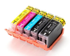 Compatible with Canon Combo Pack-5 (PGI 5BK+CLI-8 Black-Cyan-Magenta-Yellow) - With Chip
