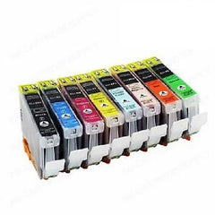 Compatible with Canon Combo Pack-8 (CLI-8 Black-Cyan-Photo Cyan-Green-Magenta-Photo Magenta-Red-Yellow) - With Chip