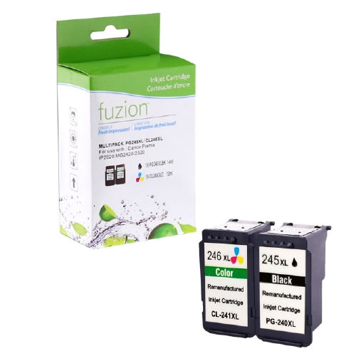 Compatible with Canon PG245XL/CL246XL Set - Black/Tri-Color Rem. Inkjet Cartridges Set - fuzion™ Premium Rem. Inkjet Cartridges