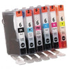 Canon 6 OEM Ink Cartridge Combo Pack - 1 each 6BK/6C/6PC/6M/6PM/6Y - 6 Cartridges