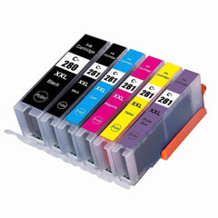 Compatible with Canon PGI-280XXL BK - CLI-281XXL BK/C/M/PB/Y Compatible Premium Ink - 6-Catridges Combo Pack