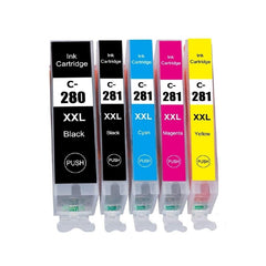 Compatible with Canon PGI-280XXL - CLI-281XXL BK/BK/C/M/Y Compatible Premium Ink - 5-Catridges Combo Pack