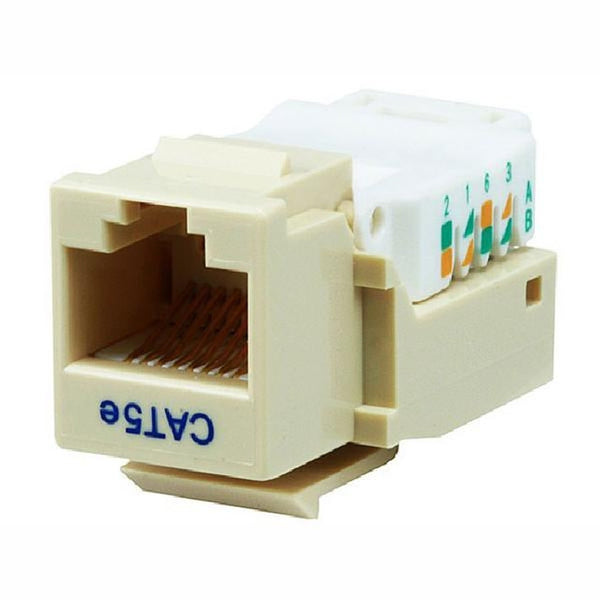 Cat5e Modular Toolless Keystone Jack - RJ-45 Female Connector - Ivory, Cables & Adapters, TechCraft - TiGuyCo Plus