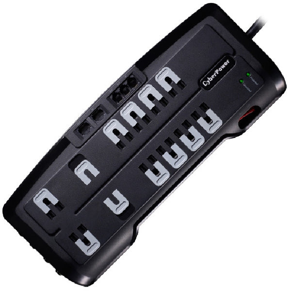 CyberPower CSHT1208TNC2 Home Theater 12-Outlets Surge Suppressor NET, and AV Protection, Surge Protectors, Power Strips, CyberPower - TiGuyCo Plus