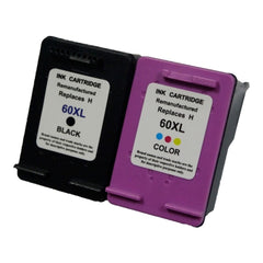Compatible with HP 60XL Black and HP 60XL Tri-Color - ECOink Rem. Ink Cartridge Combo Pack - 2 Cartridges