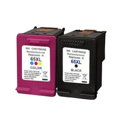 Compatible with HP 65XL Combo Pack - 1x Black (N9K04AN) and 1x Tri-Color (N9K03AN) ECOink Remanufactured Ink Cartridges - 2 Cartridges