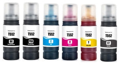 Compatible with Epson T552 BK/PHB/C/M/Y/GR PREMIUM ink Compatible Ink Bottles Combo - 6 Refill Bottles