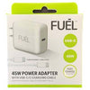 FUEL 45W PD 3.0 USB-C High Speed Wall AC Power Adapter With 1M USB-C to USB-C Cable - White