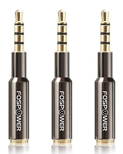 !  A  !  FosPower 3.5mm Male to Female Stereo Audio Jack Adapter - Extension, AUX Headphone Adapter - 4-Conductor TRRS, Gold Plated Plug for iPhone, Smartphones, Tablets, Speakers, Microphone & Card Readers, Etc. - Black - 3 Per Pack, Audio Cables & Adapters, FosPower - TiGuyCo Plus