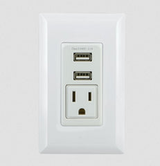 GE 2 USB + 1 AC In-Wall Receptacle - White