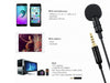 Microphone cravate professionnel à clip 3,5 mm pour ordinateur, appareils photo, smartphones et vlog - Noir