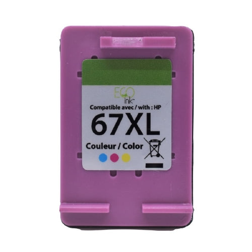 Compatible with HP 67XL (3YM58AN) Color Remanufactured EcoInk Ink Cartridge - 200 Copies