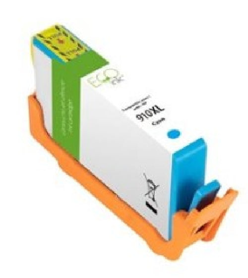 Compatible with HP 910XL (3YL62AN) Cyan ECOink Rem. Ink Cartridge - 825 Pages Yield