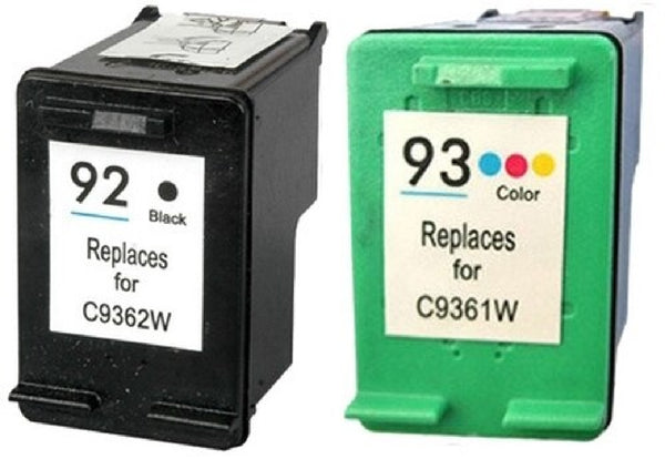 Compatible with HP 92 Black (C9362W) and HP 93 Color (C9361W) Remanufactured Ink Cartridge Combo Pack - 2 Cartridges