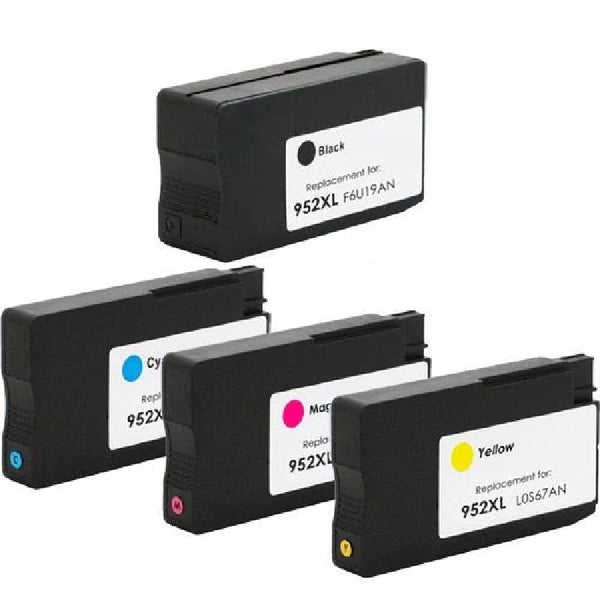 Compatible with HP 952XL Black/Cyan/Magenta/Yellow Remanufactured ECOink Combo Pack - 4 Cartridges