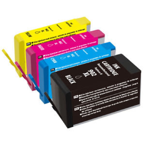 Compatible with HP 902XL Black (T614AN) and HP 902XL Cyan, Magenta, Yellow (T6MxxAN) Remanufactured Ink Cartridge - Combo Pack - 4 Cartridges