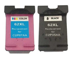 Compatible with HP 62XL Black and HP 62XL Tri-Color Remanufactured Ink Cartridge Combo Pack