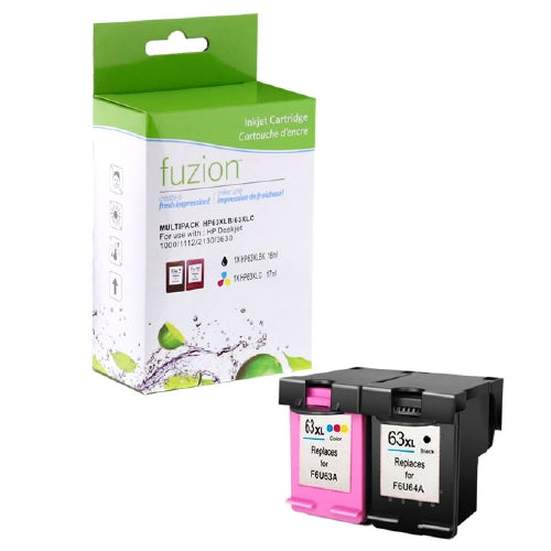 Compatible with HP 63XL Black/Tri-Color Rem. Inkjet Cartridges Set - fuzion™ Premium Rem. Inkjet Cartridges
